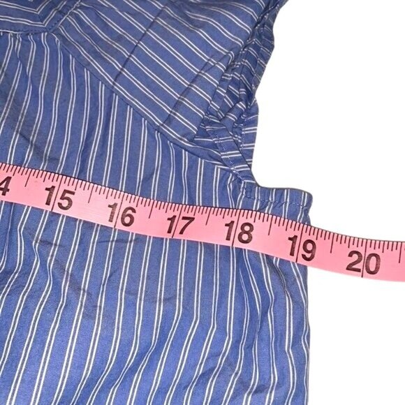 Gap Blue & White Striped Button-Up Blouse Medium 100% Cotton Made In Indonesia - Picture 11 of 12